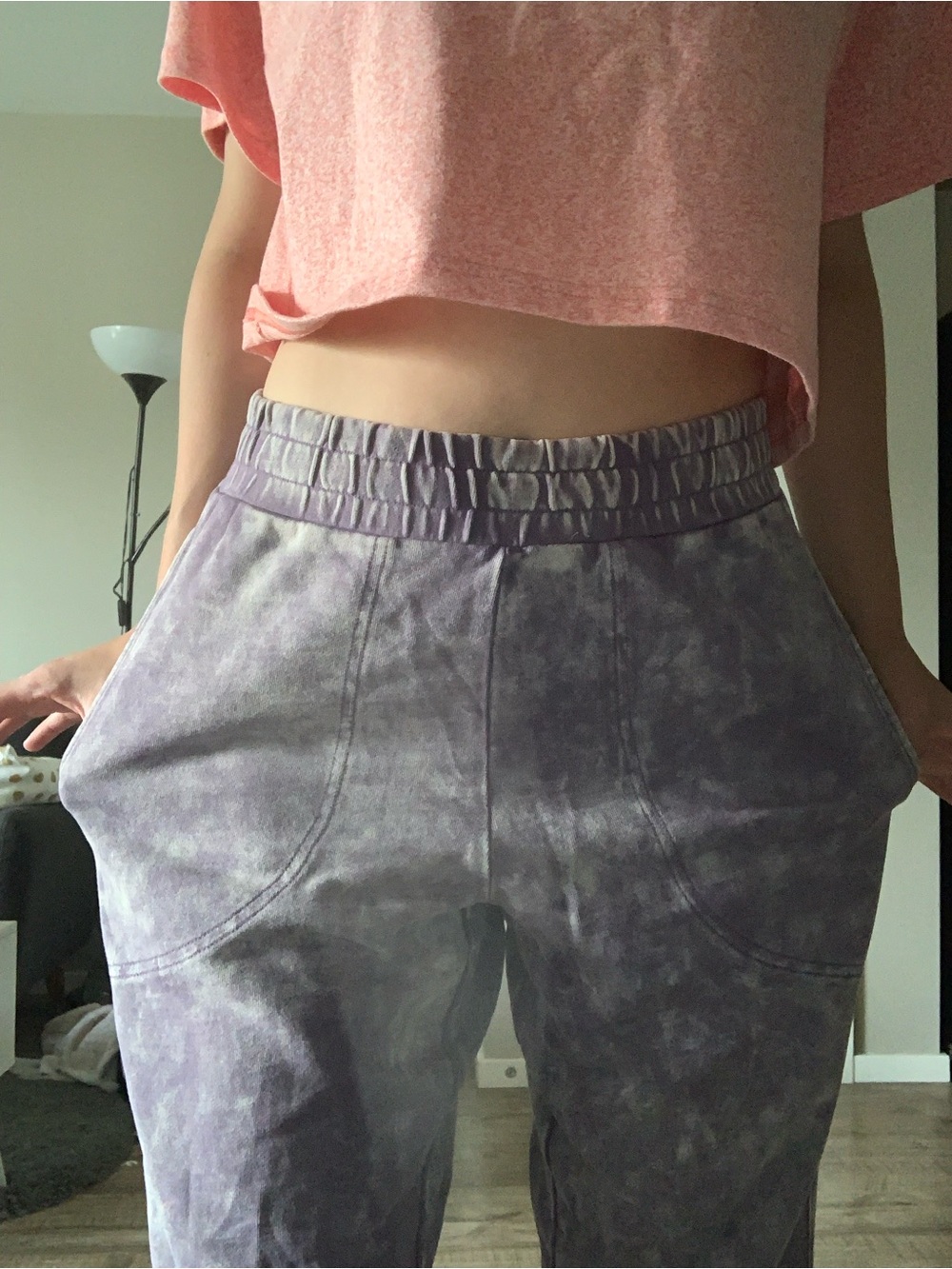 *like new* Calvin Klein Purple Overdye Fleece Joggers With Acid Wash Finish
